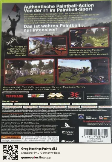 Greg Hastings Paintball 2 Xbox 360, Germany box back