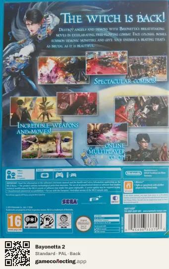 Bayonetta 2 Nintendo Wii U, PAL box back