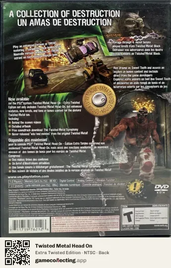 Twisted Metal Head On PlayStation 2, NTSC box back