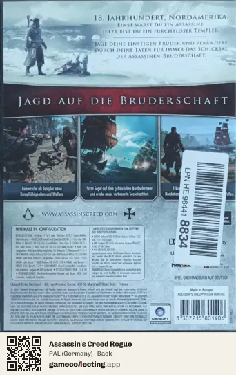 Assassin's Creed Rogue Computer, Germany box back