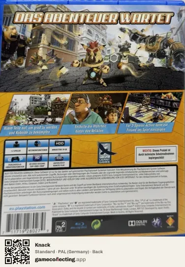 Knack PlayStation 4, Germany box back