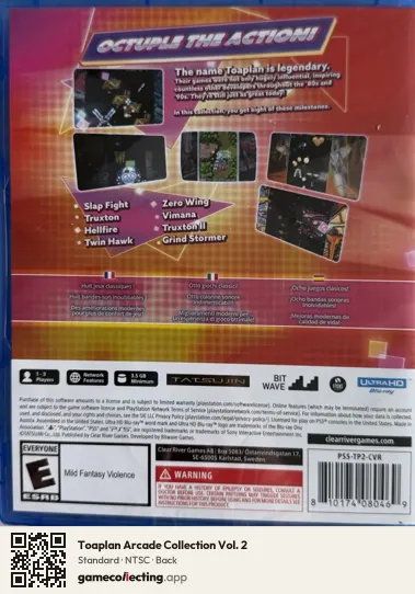 Toaplan Arcade Collection Vol. 2 PlayStation 5, NTSC box back