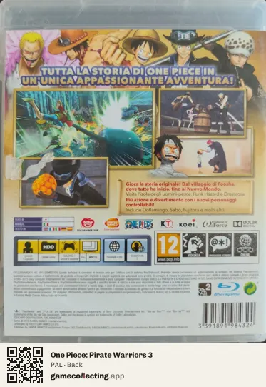One Piece: Pirate Warriors 3 PlayStation 3, PAL box back
