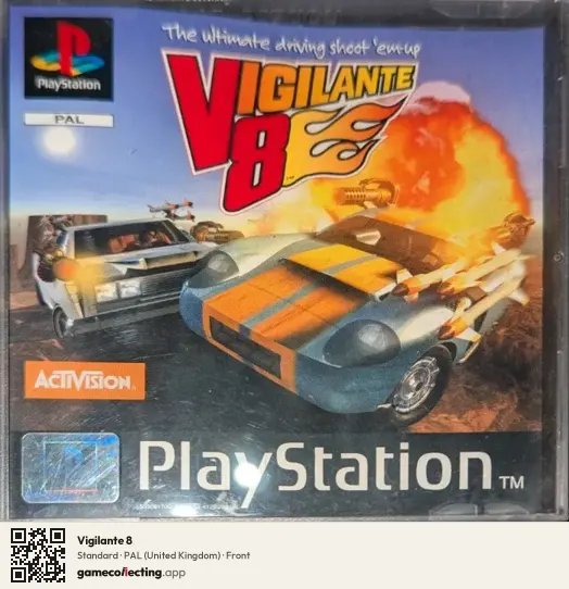 Vigilante 8 PlayStation, United Kingdom box front