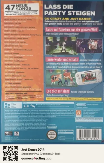 Just Dance 2014 Nintendo Wii U, Germany box back