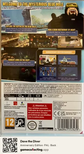 Dave the Diver Nintendo Switch, PAL box back