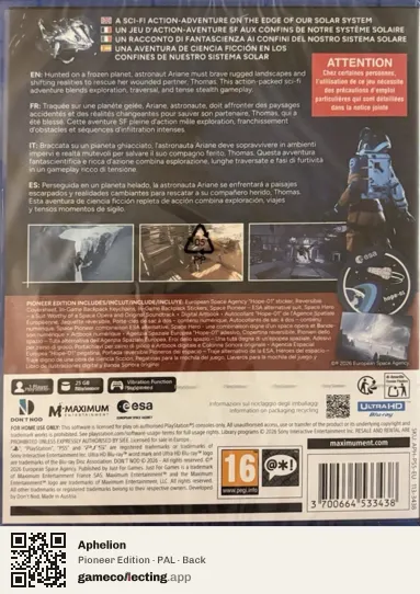 Aphelion PlayStation 5, PAL box back