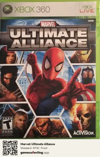 Marvel: Ultimate Alliance Xbox 360, NTSC box front