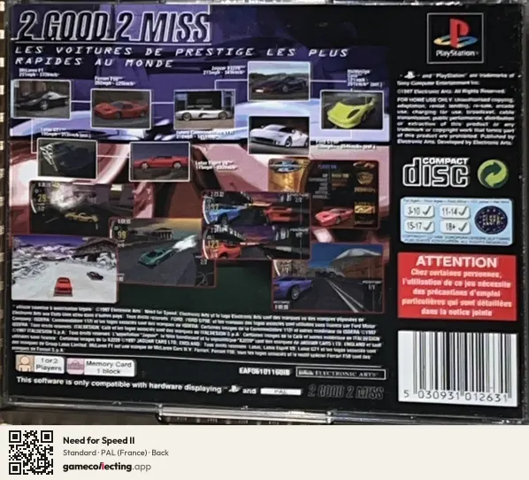 Need for Speed II PlayStation, France box back