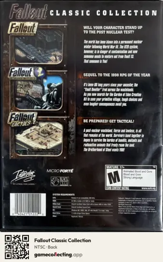 Fallout Classic Collection Computer, NTSC box back
