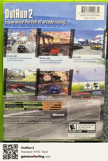 OutRun 2 Xbox, NTSC box back