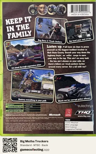 Big Mutha Truckers Xbox, NTSC box back