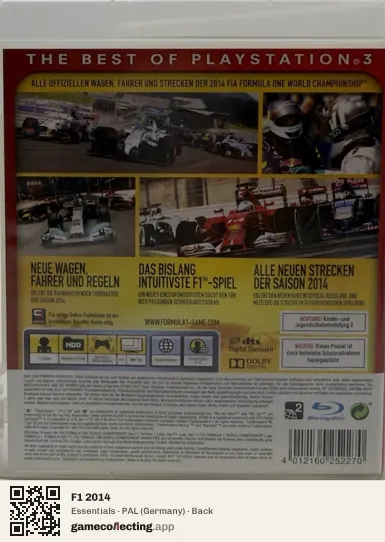 F1 2014 PlayStation 3, Germany box back