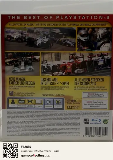 F1 2014 PlayStation 3, Germany box back