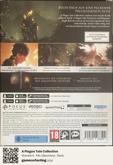 A Plague Tale Collection PlayStation 5, Germany box back