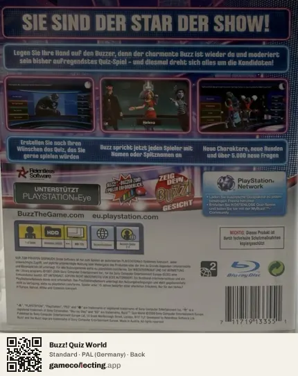Buzz! Quiz World PlayStation 3, Germany box back