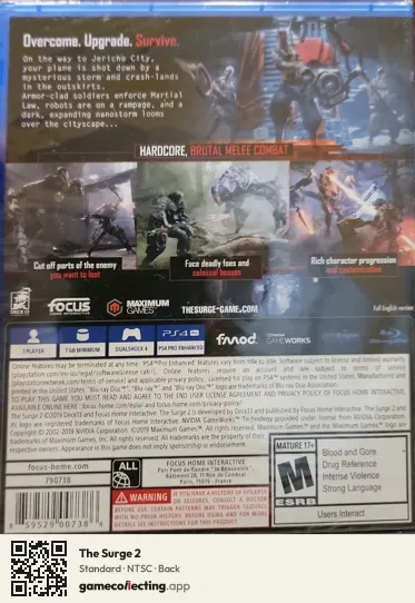 The Surge 2 PlayStation 4, NTSC box back