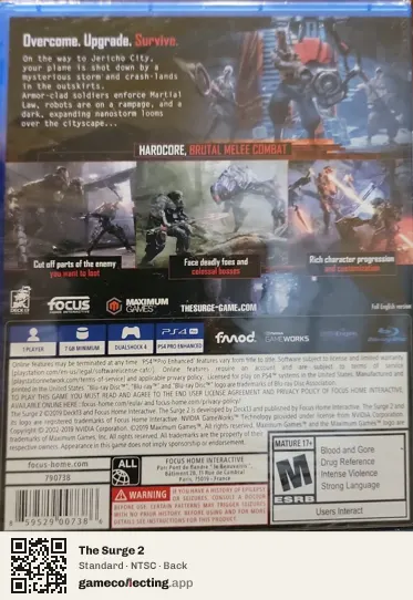 The Surge 2 PlayStation 4, NTSC box back