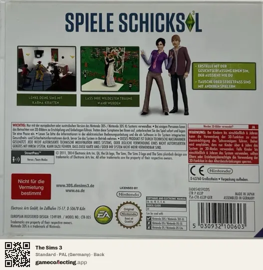 The Sims 3 Nintendo 3DS, Germany box back