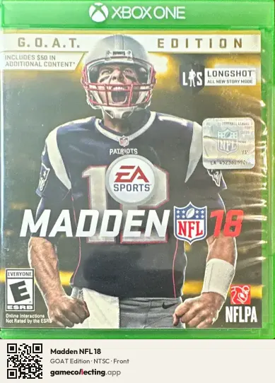 Madden NFL 18 Xbox One, NTSC box front