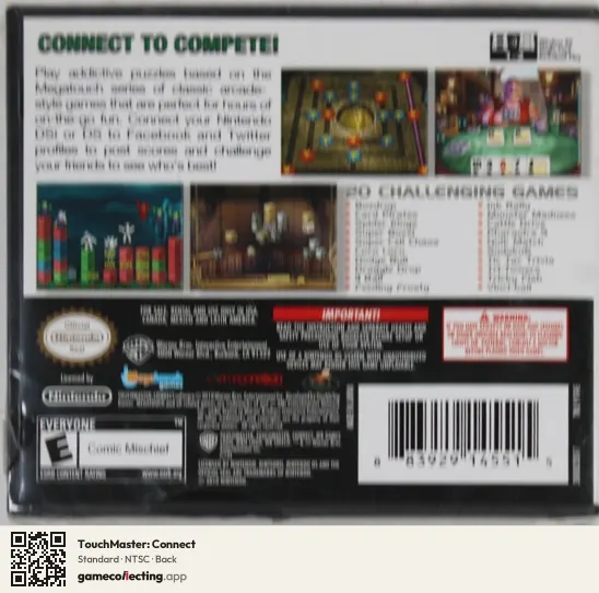 TouchMaster: Connect Nintendo DS, NTSC box back