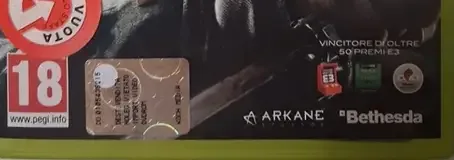 Dishonored, the PEGI square on its front