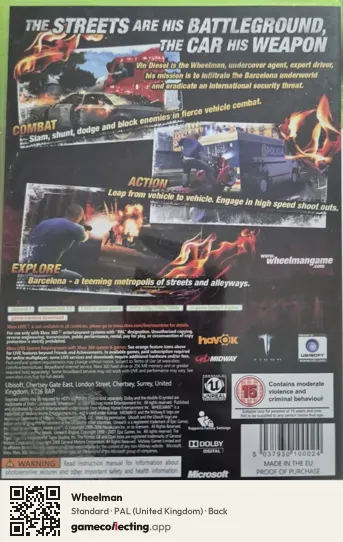 Wheelman Xbox 360, United Kingdom box back