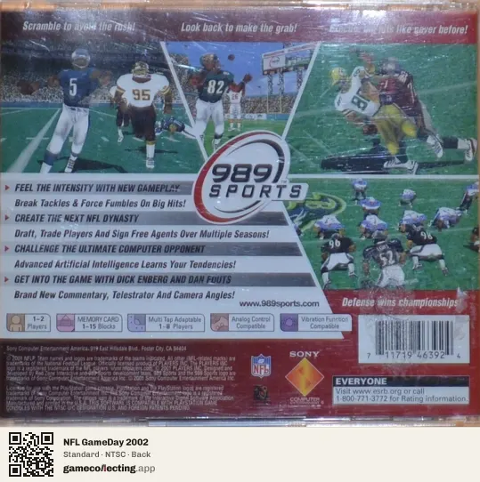 NFL GameDay 2002 PlayStation, NTSC box back