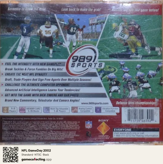 NFL GameDay 2002 PlayStation, NTSC box back