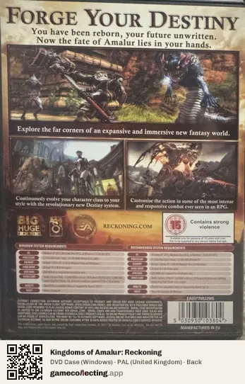 Kingdoms of Amalur: Reckoning Computer, United Kingdom box back