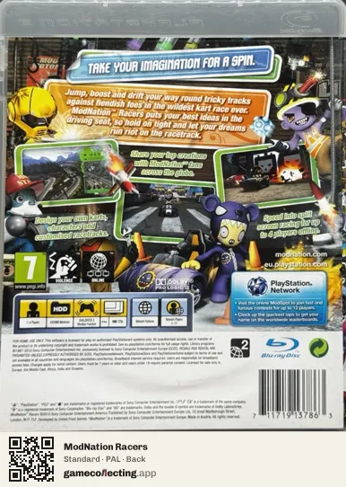 ModNation Racers PlayStation 3, PAL box back
