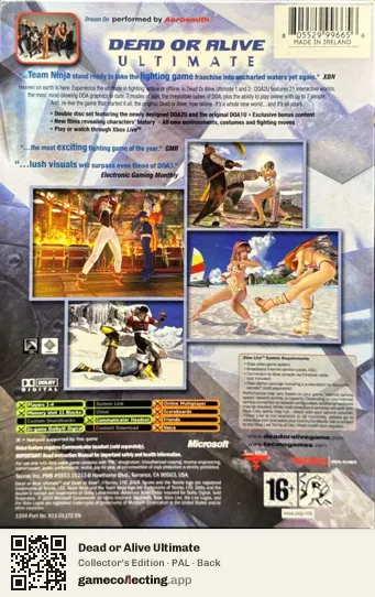 Dead or Alive Ultimate Xbox, PAL box back