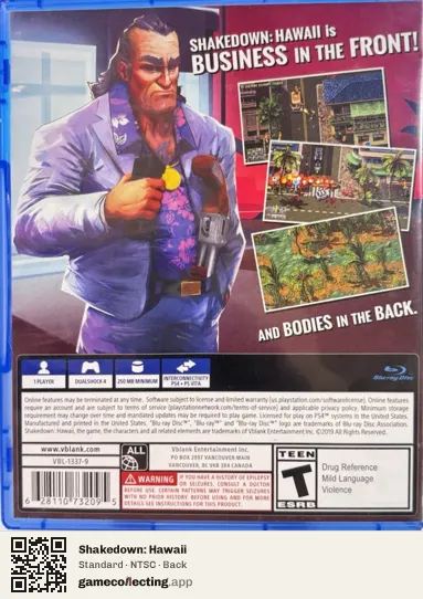 Shakedown: Hawaii PlayStation 4, NTSC box back