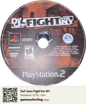 Def Jam: Fight for NY PlayStation 2, NTSC disc
