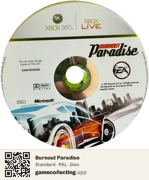 Burnout Paradise Xbox 360, PAL disc