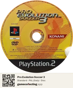 Pro Evolution Soccer 3 PlayStation 2, PAL disc