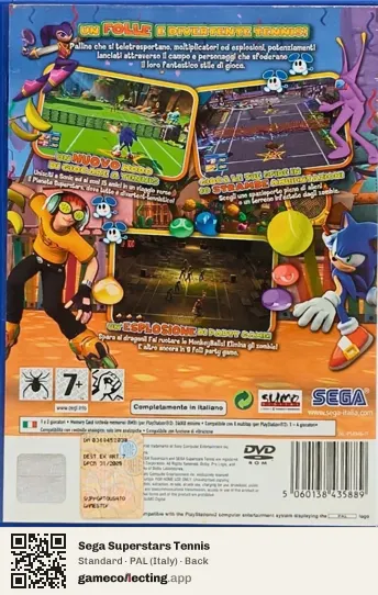Sega Superstars Tennis PlayStation 2, Italy box back