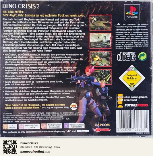 Dino Crisis 2 PlayStation, Germany box back