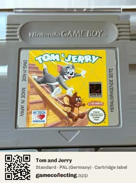 Tom and Jerry Game Boy, PAL cartridge label