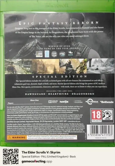 The Elder Scrolls V: Skyrim Xbox One, United Kingdom box back