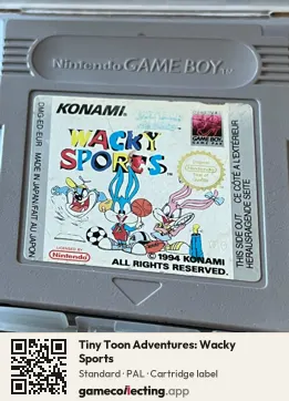 Tiny Toon Adventures: Wacky Sports Game Boy, PAL cartridge label