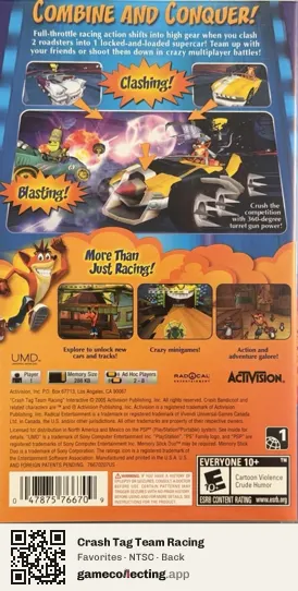 Crash Tag Team Racing PlayStation Portable, NTSC box back