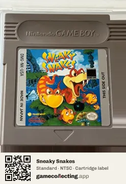 Sneaky Snakes Game Boy, NTSC cartridge label