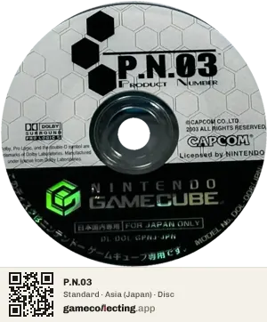 P.N.03 Nintendo GameCube, Asia disc