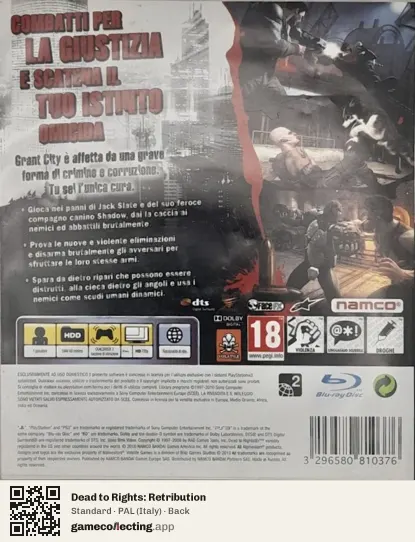Dead to Rights: Retribution PlayStation 3, Italy box back