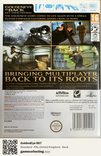GoldenEye 007 Nintendo Wii, United Kingdom box back