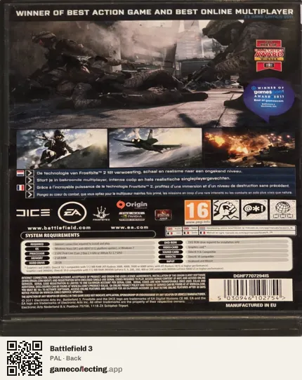 Battlefield 3 Computer, PAL box back