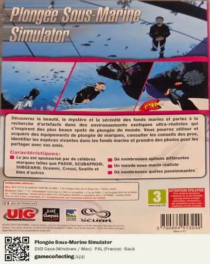 Plongée Sous-Marine Simulator Computer, France box back