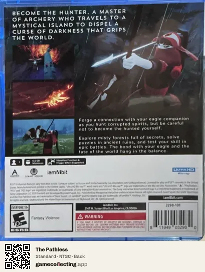 The Pathless PlayStation 5, NTSC box back