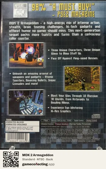MDK 2 Armageddon PlayStation 2, NTSC box back